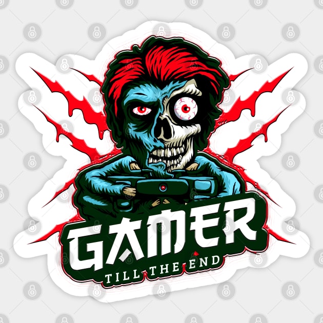 Gamer Till The End Zombie Sticker by Shawnsonart